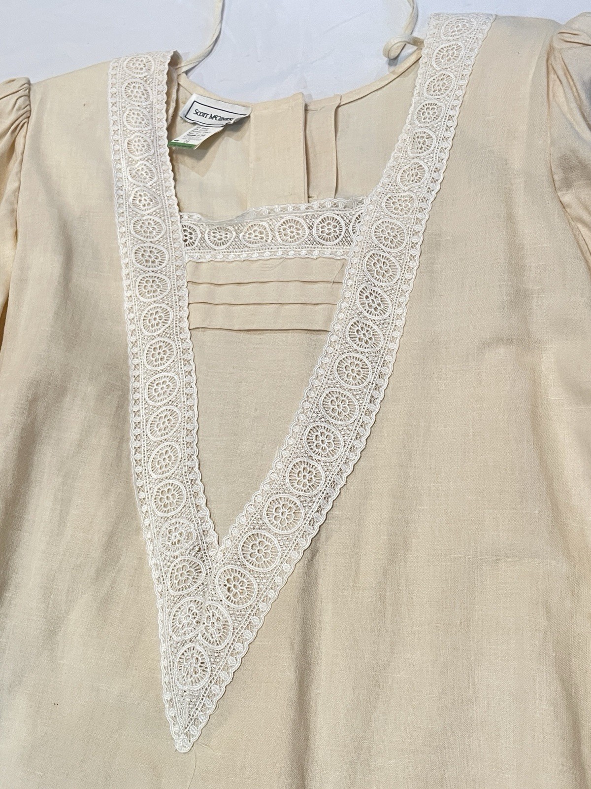 Vintage 1980s Scott McClintock Ecru Linen Casual Dress never worn