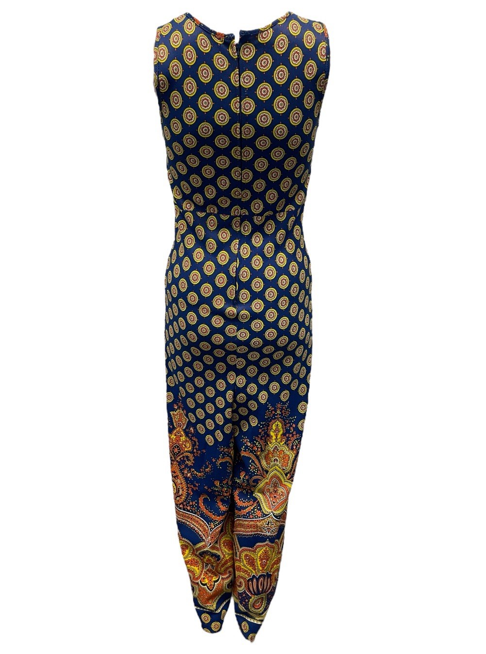 Vintage 70s Berkleigh Juniors Psychedelic Paisley Blue & Orange Jumpsuit Size S