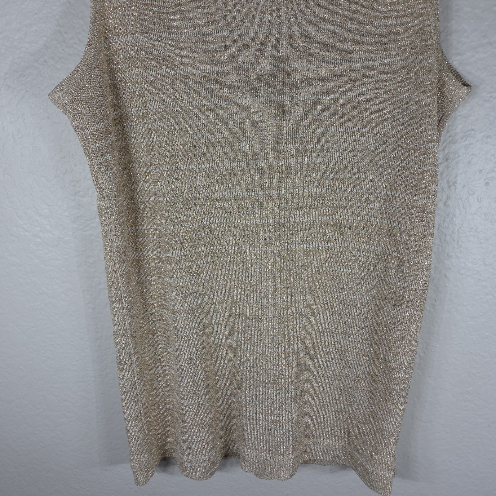 Vintage Matter Of Degrees Gold Metallic Knit Tank Top Size L Scoop Neck 90’s