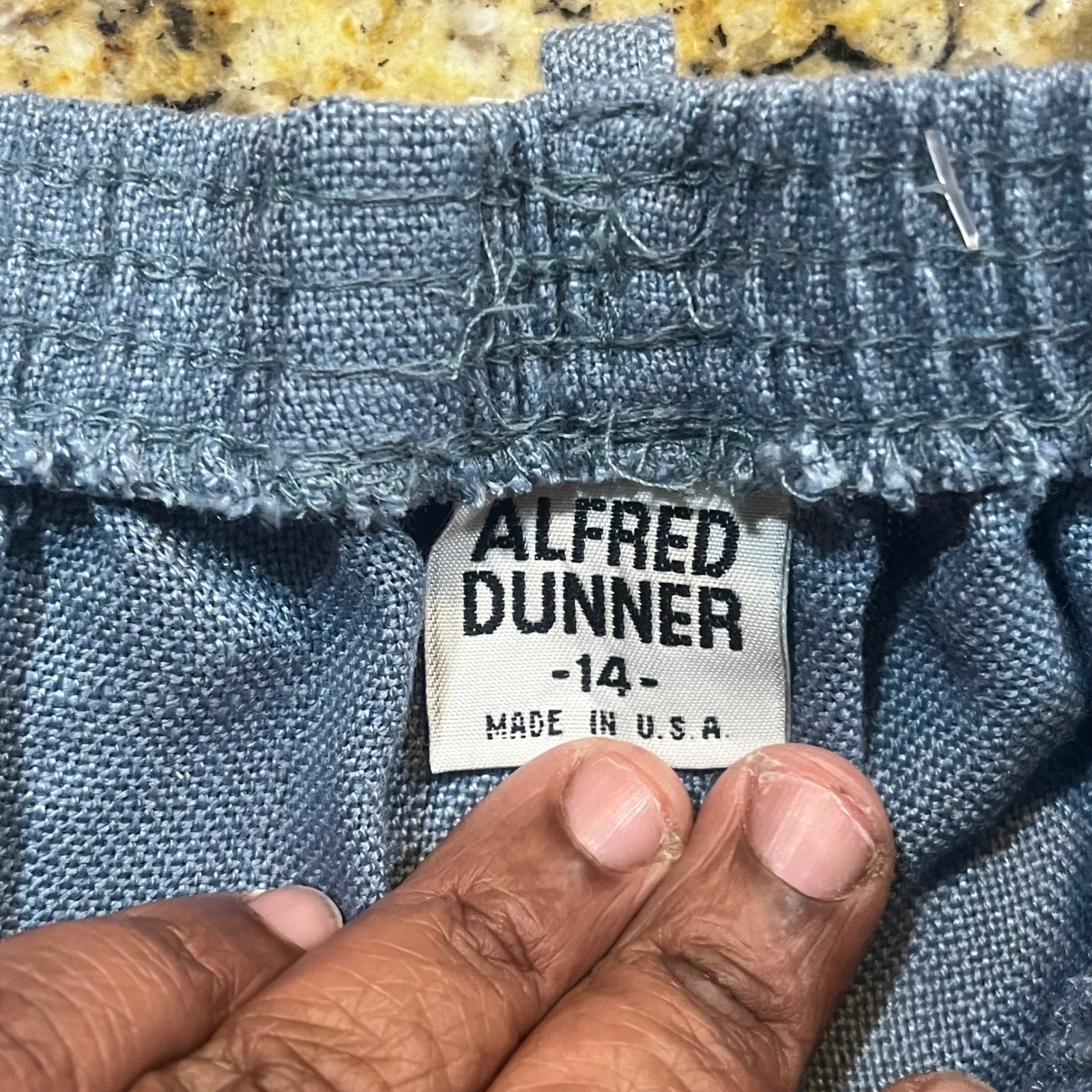 NEW Alfred Dunner Vintage Blue High Waist Belted Trousers Pants Size 14 USA