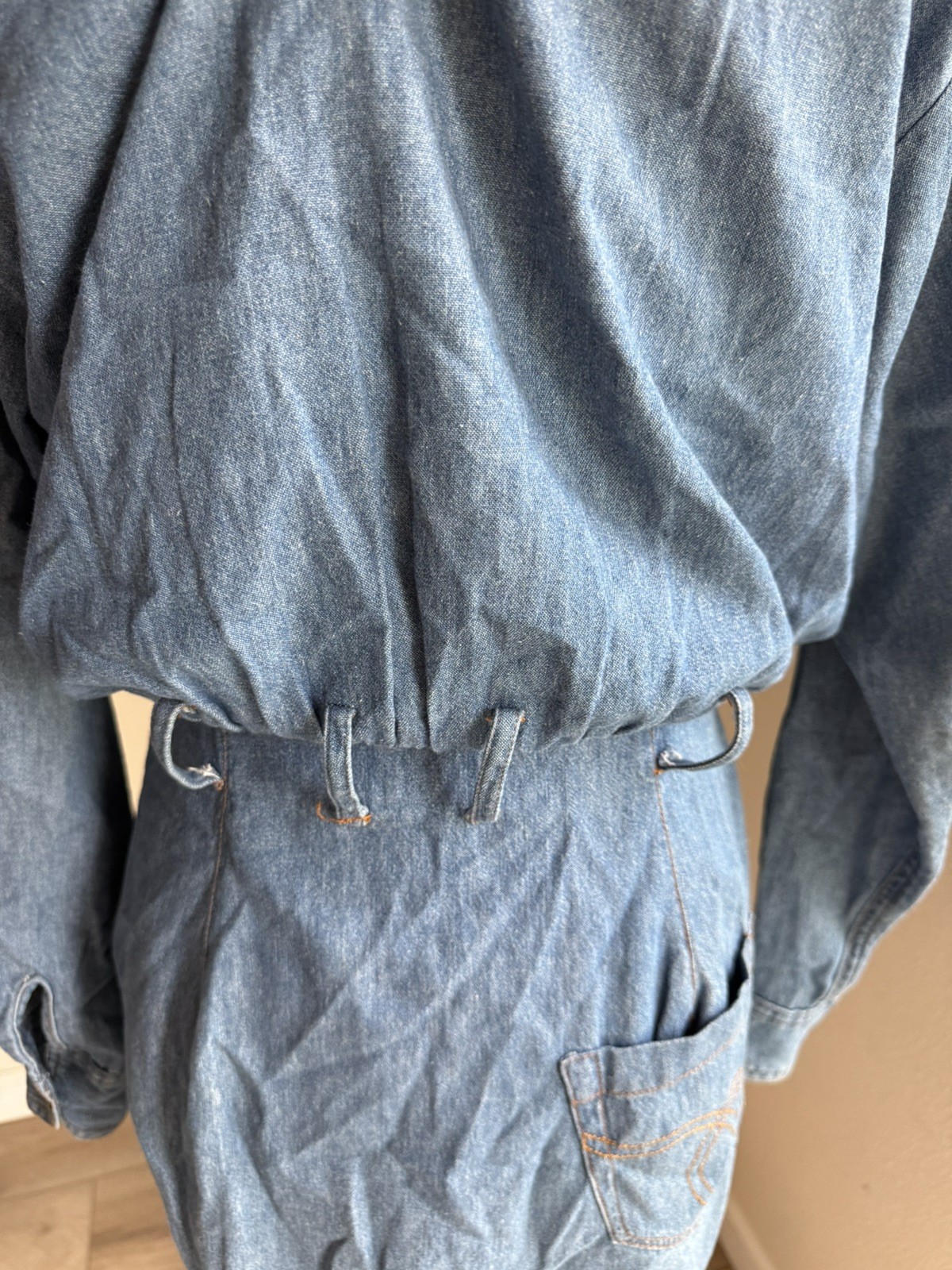 VTG Bonnie Strauss Denim Western Shirt Dress Cowgrl Style Button Front SZ 4 USA
