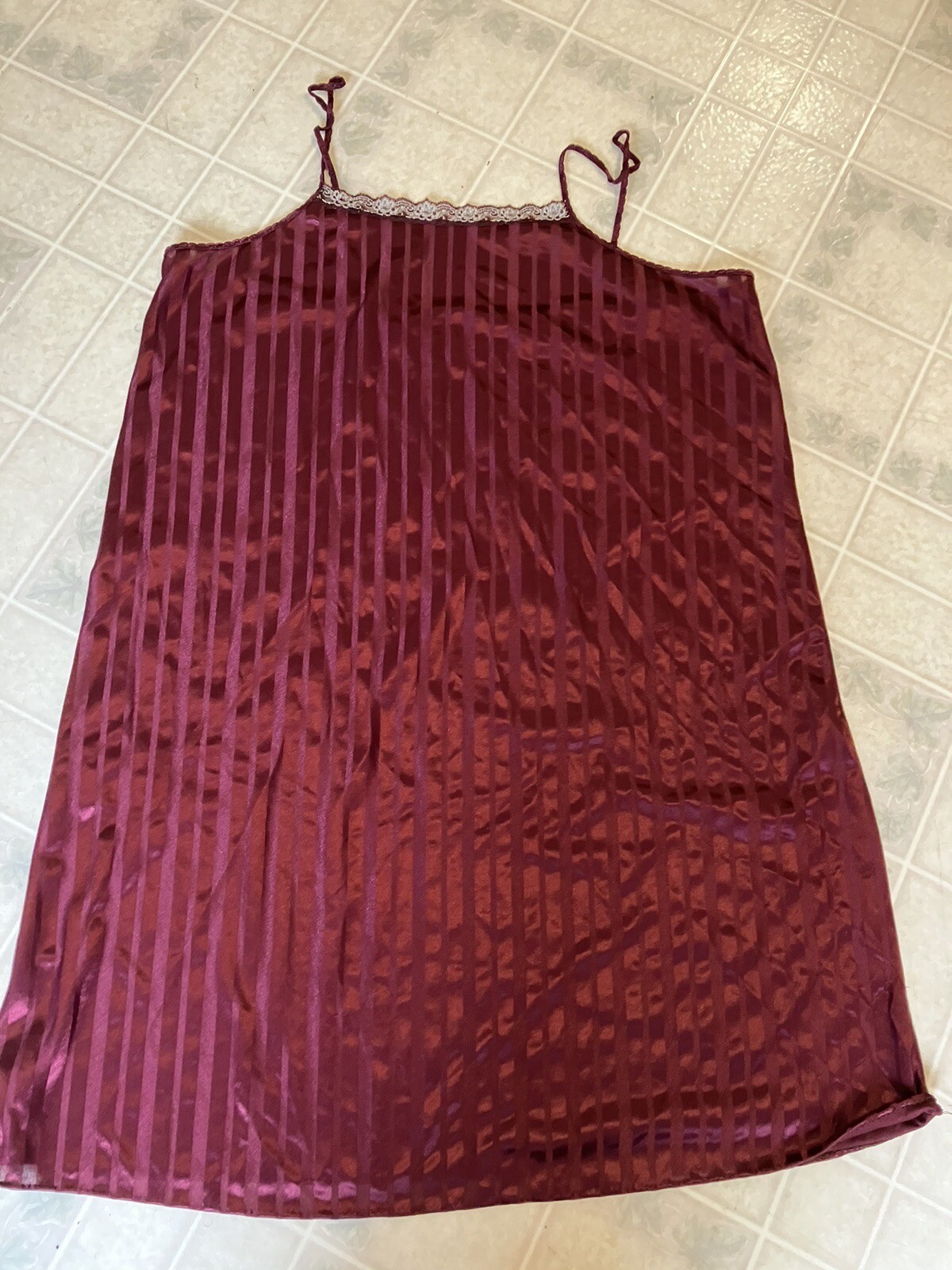 Vintage Petra Fashions Womens Nightgown Lingerie Burgundy 1X 90’s Slip Dress