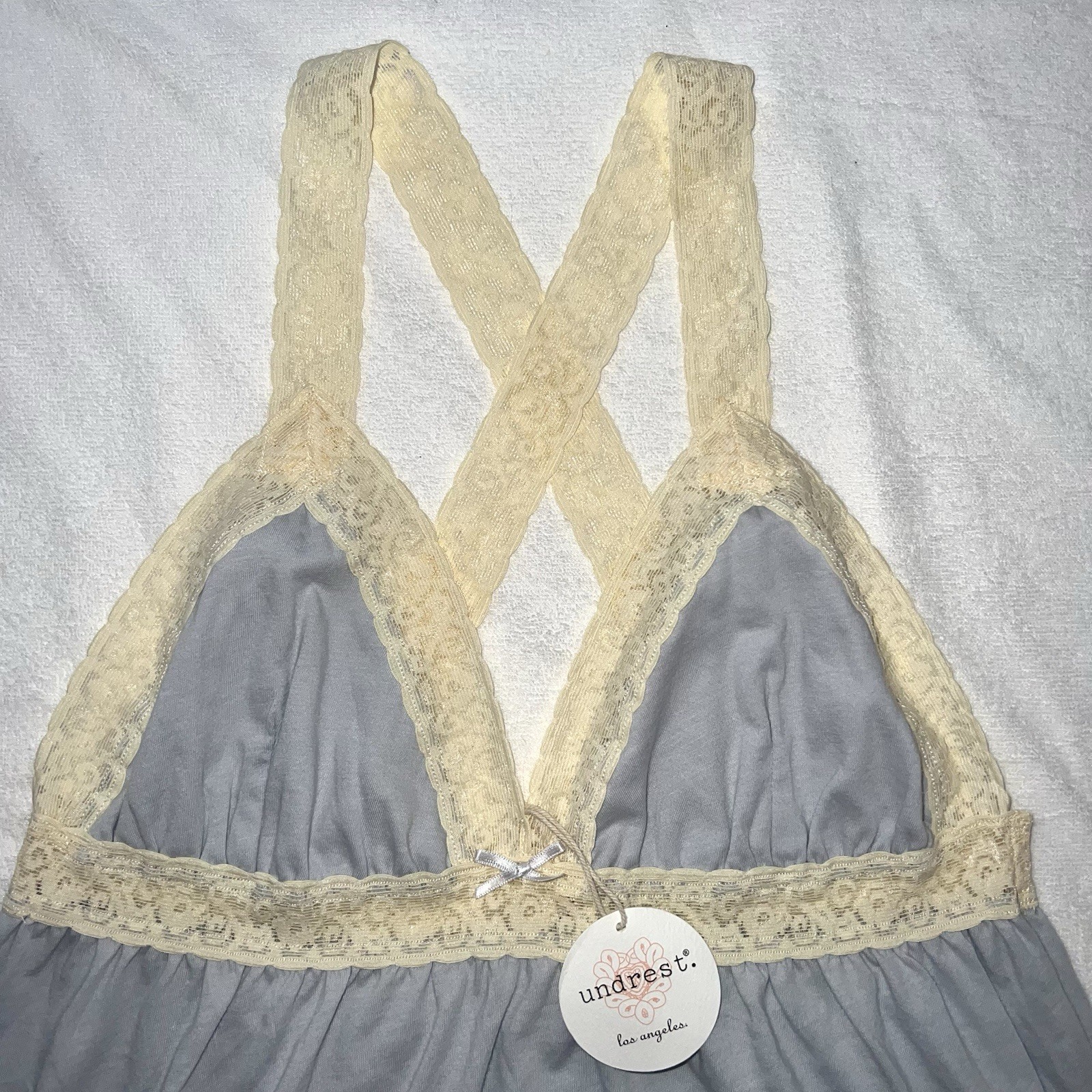 Authentic undrest NWT Vintage Lingerie French Blue Lace Supima Cotton Camisole L
