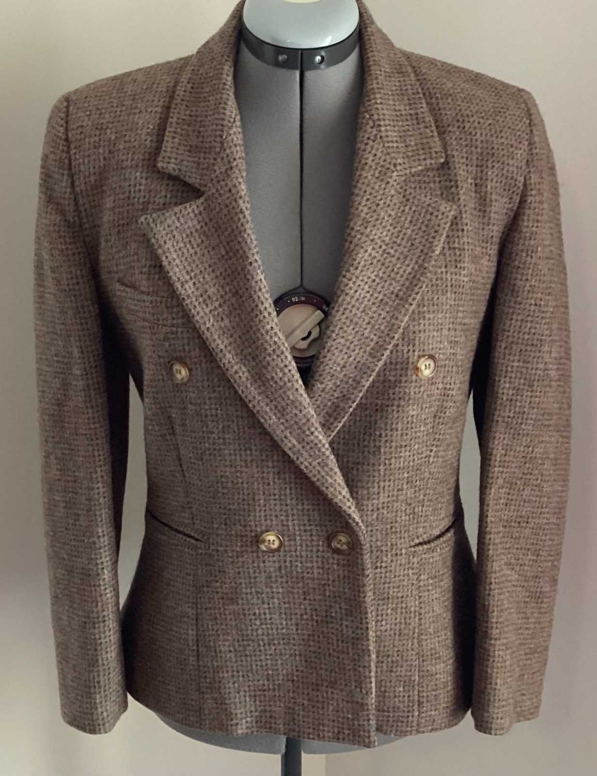 VTG Sheridan Barnett for Reldan Small jacket brown wool tweed double breasted