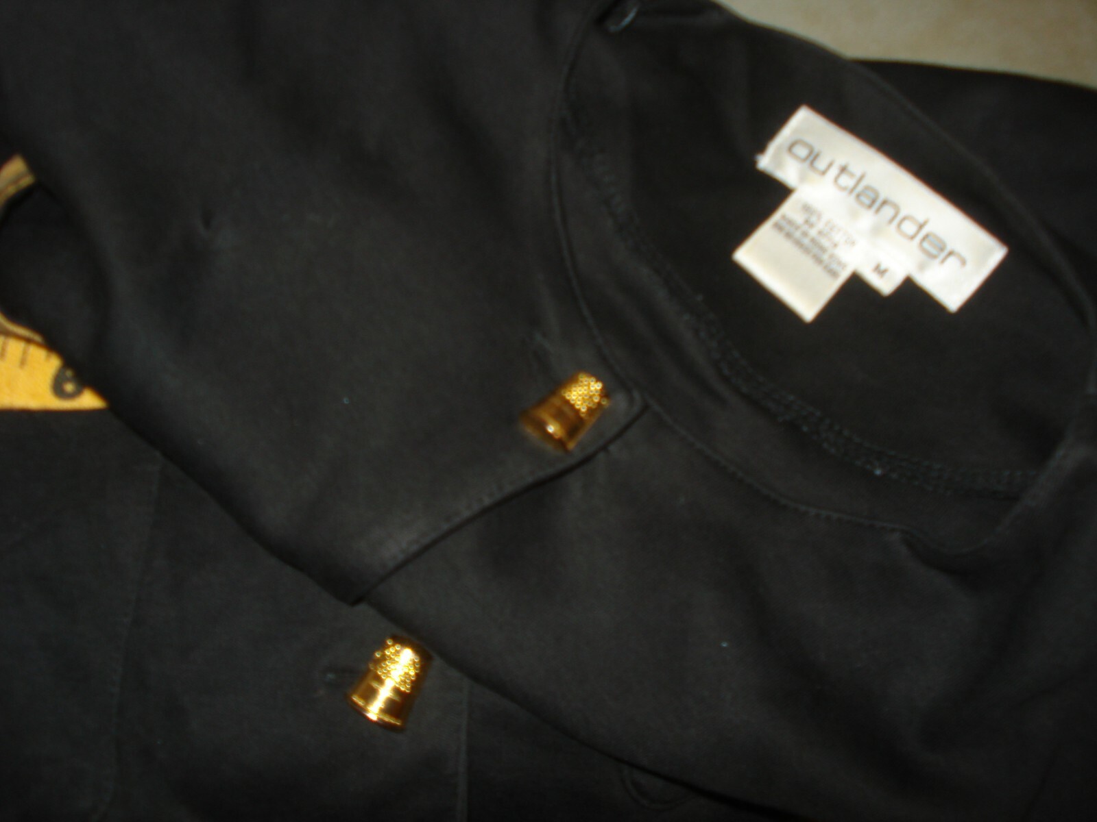 VTG 80’s Jacket TAPE MEAURE & THIMBLES sew Motif TOP & BANGLE Bracelet SIZE M