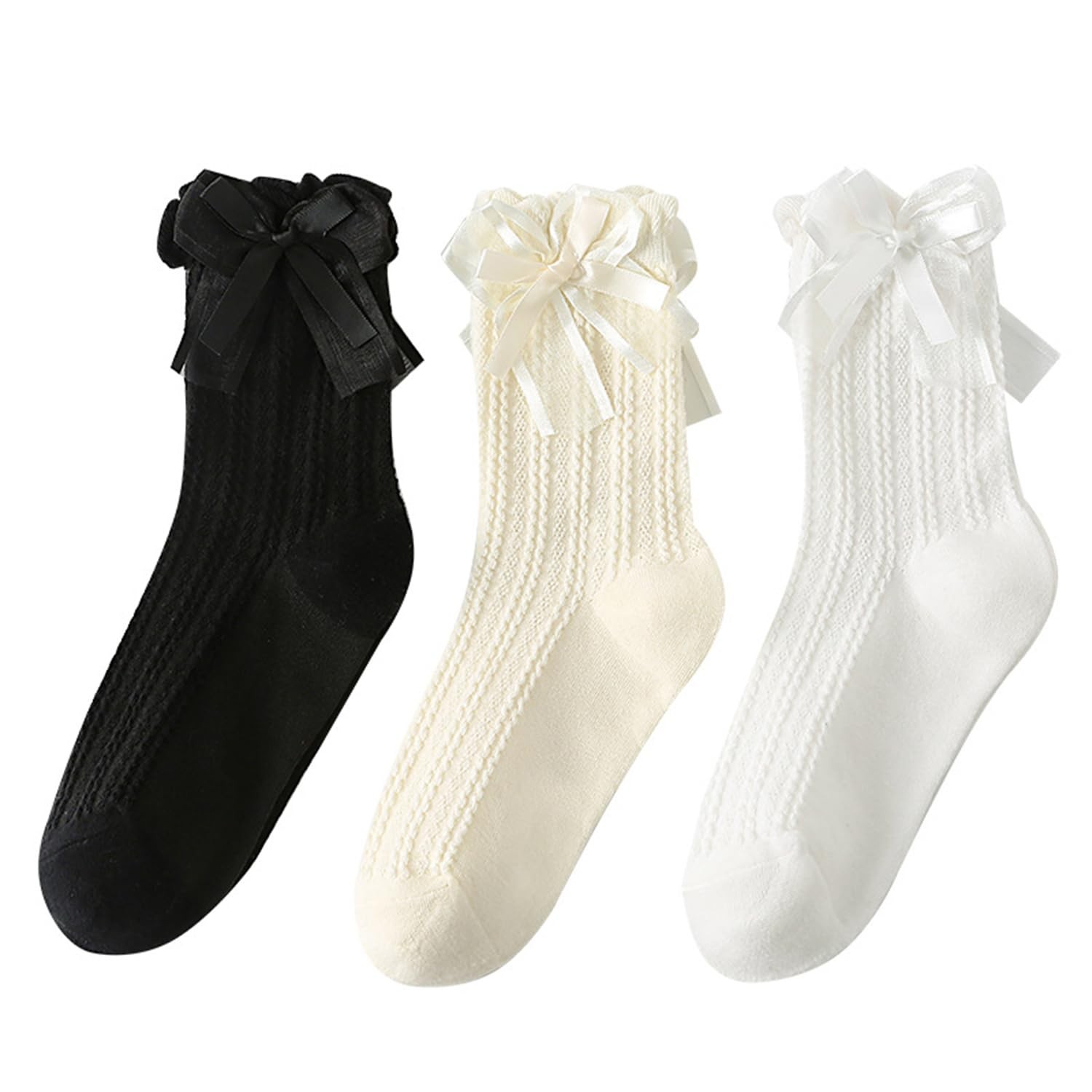 Benefeet Sox Lace Ruffle Frilly Ankle One Size, Bow(black,white,cream)
