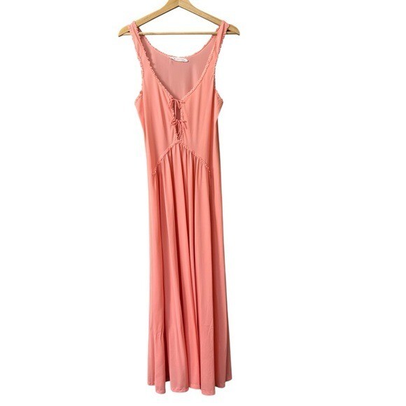 Vintage John Kloss for cira Pink Peach Maxi Nylon Sleep Gown Size Medium