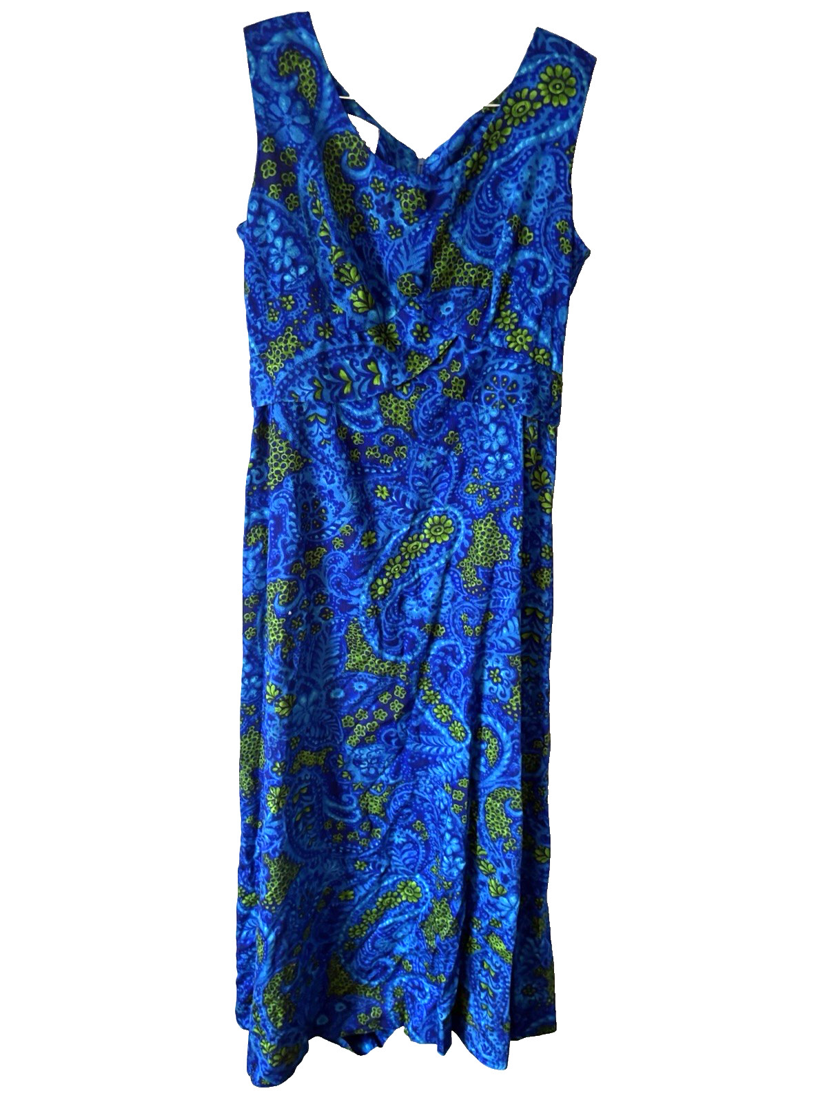VTG CASUAL AIRE HAWAII LONG DRESS FLORAL PSYCH PRINT BLUE/GREEN MEDIUM????