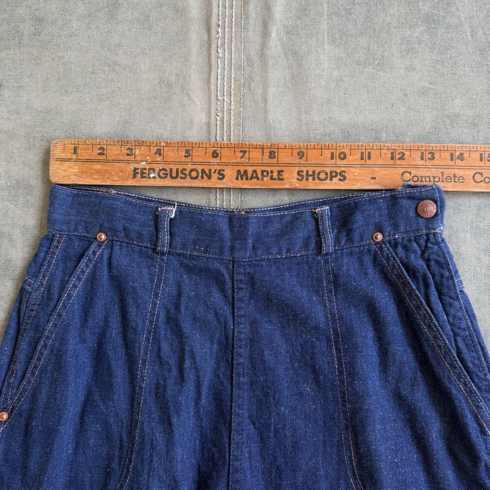 1950s Stockton Of Dallas Side Zip Denim Pants Dark Blue Jeans Vintage 1960s