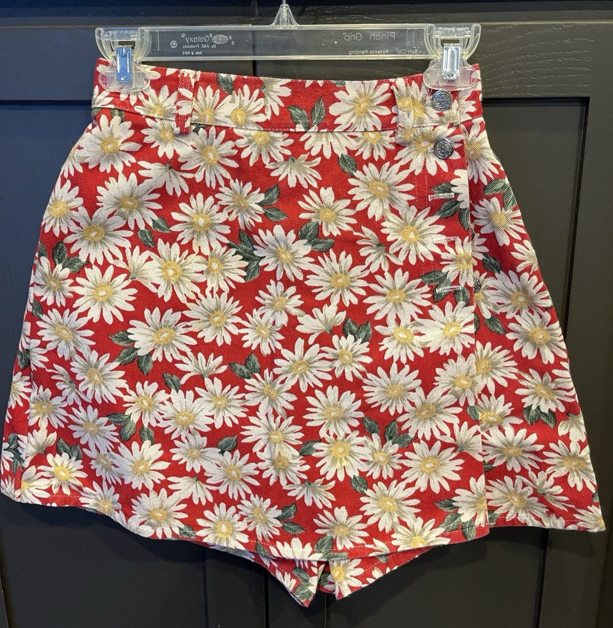 Vintage 90s A. Byer Daisy White Red Skort Skirt Size 9 Junior Girls