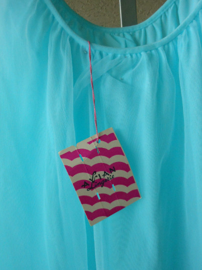 Vintage 70s Aqua Blue Nightie Size M/L Sheer Chiffon Lace Negligee Boudoir