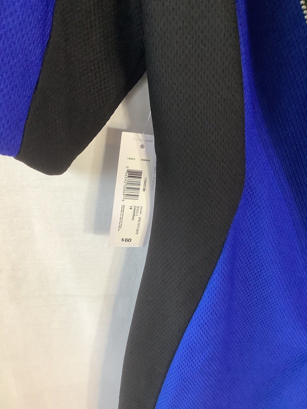 BISOU BISOU SIZE 14 DRESS POLY SPANDEX BLEND BLUE BLACK LINED LIGHT TEXTURE