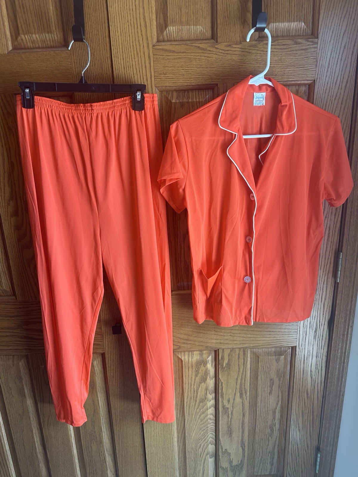 Vintage Pjs Gaymode Orange Pajamas JC Penney Women’s 36 Small 2 Pc Set