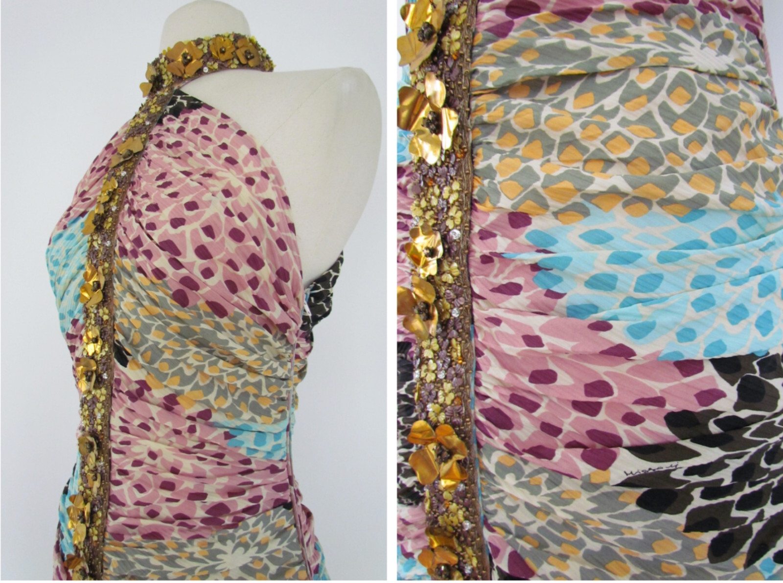 New Missoni Dress Flower Embellished Silk Sz 40 US 4 Vintage RARE