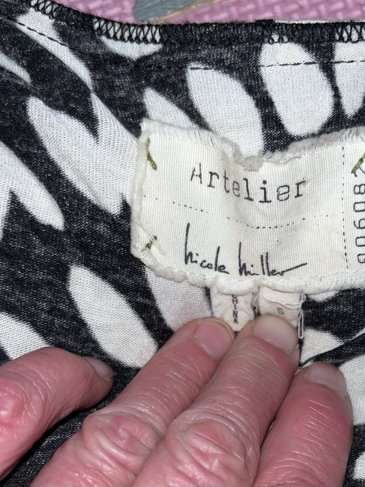 Nicole by Nicole Miller Women’a SIZE SMALL , 3/4 Sleeve Black/white Dress Rayon