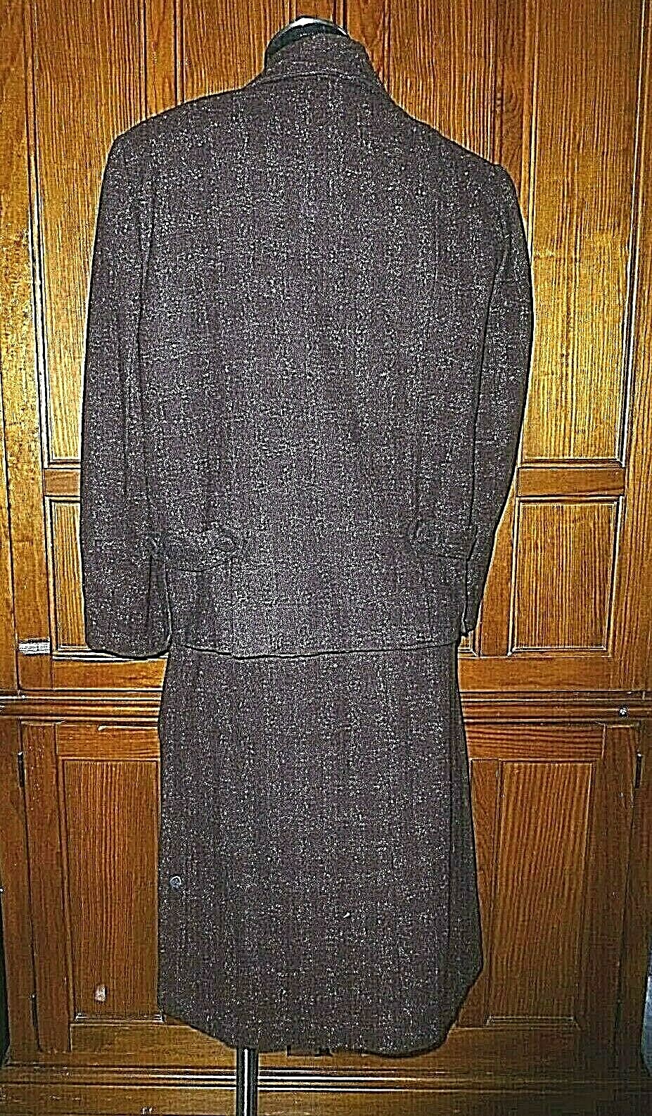 VTG 60s CASHMERE WOOL SILK Brown Jackie O dress Jacket Blazer Skirt SUIT L XL