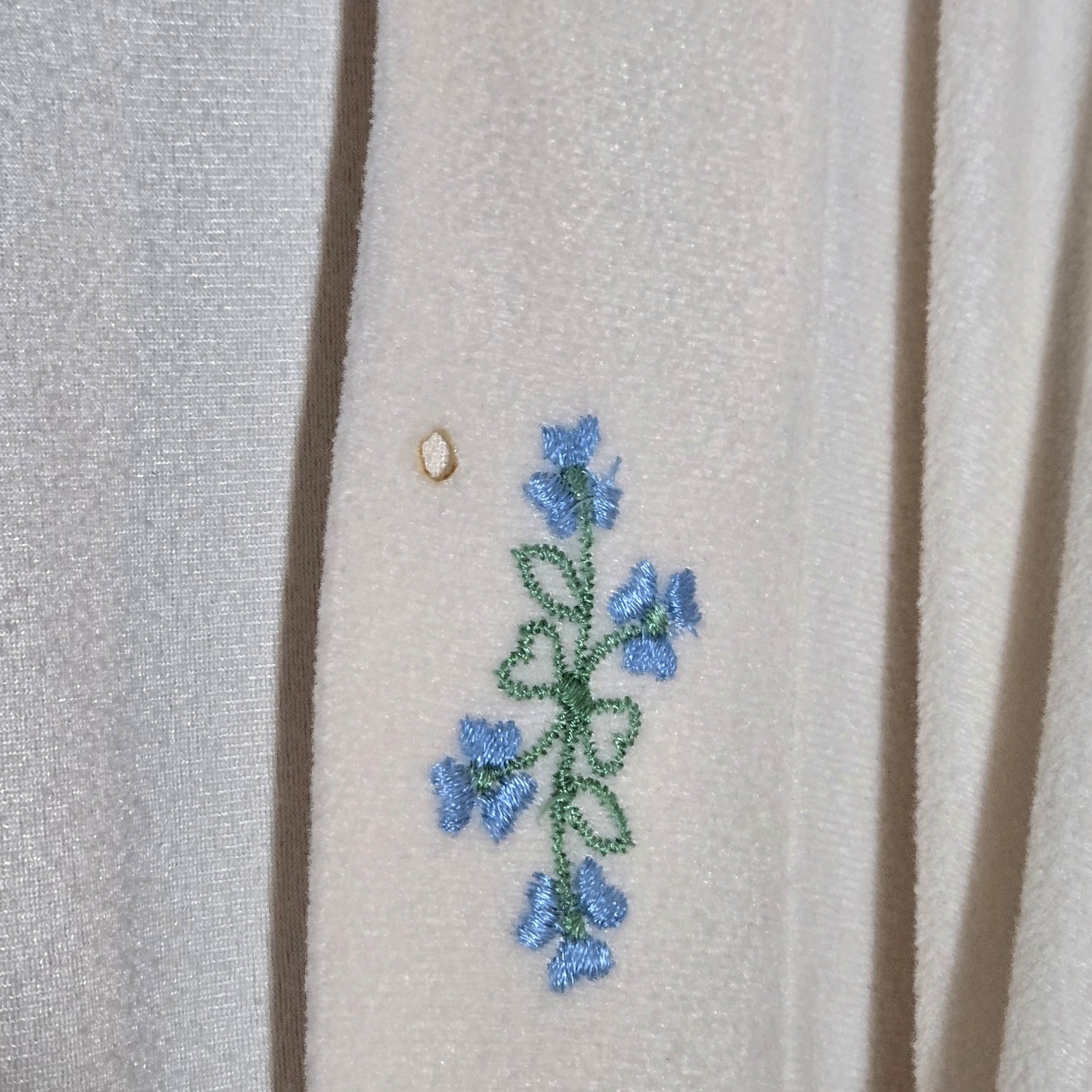Vintage Sears Best At Home Wear Perma-Prest Robe Embroidered Floral Cream Maxi M