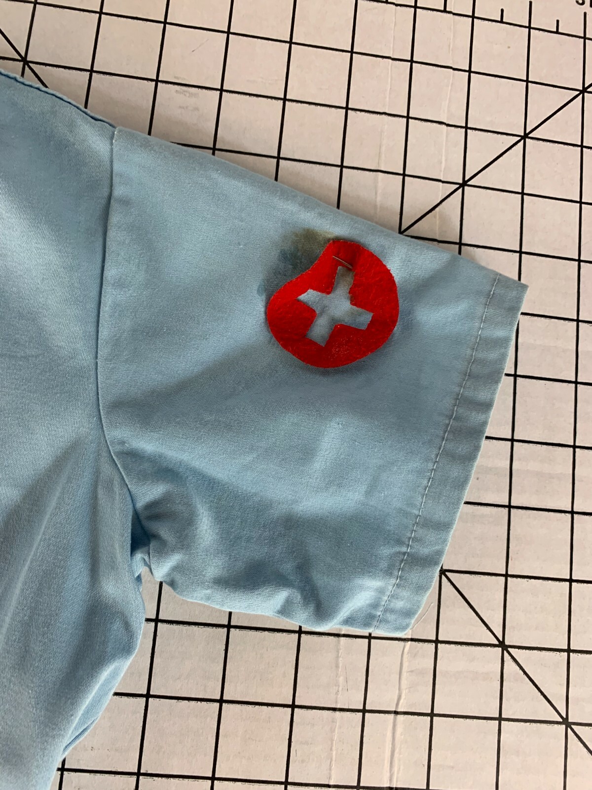 Vintage 50s 60s Nurse Outfit Uniform Medical Hospital Doctor Dress Red Cross Top