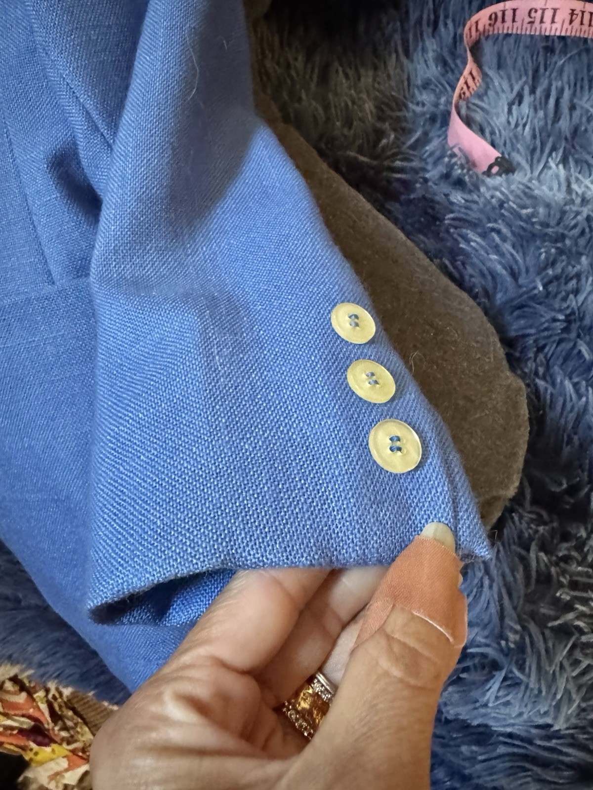 Vtg Saville Blue Blazer Jacket Huge Pockets 6 XS 70s 80s Pearl Buttons Fitted