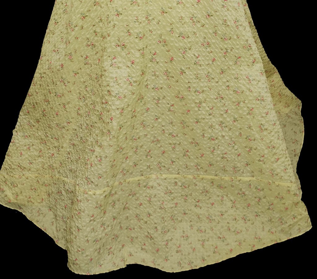 VINTAGE 40s / ‘50s ORIGINAL PAULETTE FLORAL SEERSUCKER GRAND SWEEP DRESSING GOWN