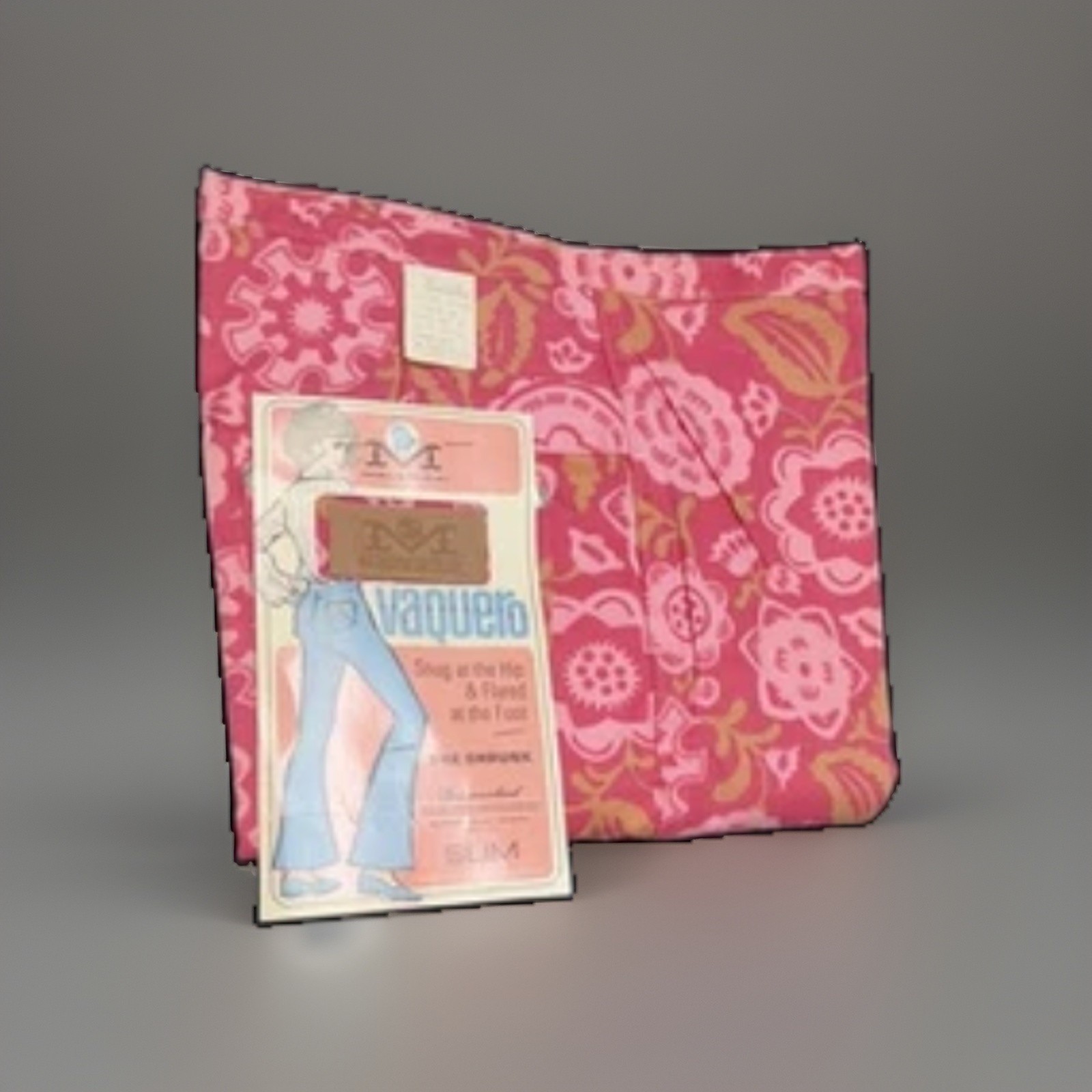 Vtg! 70s Maverick Vaquero Bell Bottom Jeans Pink Floral Deadstock NOS 13/14