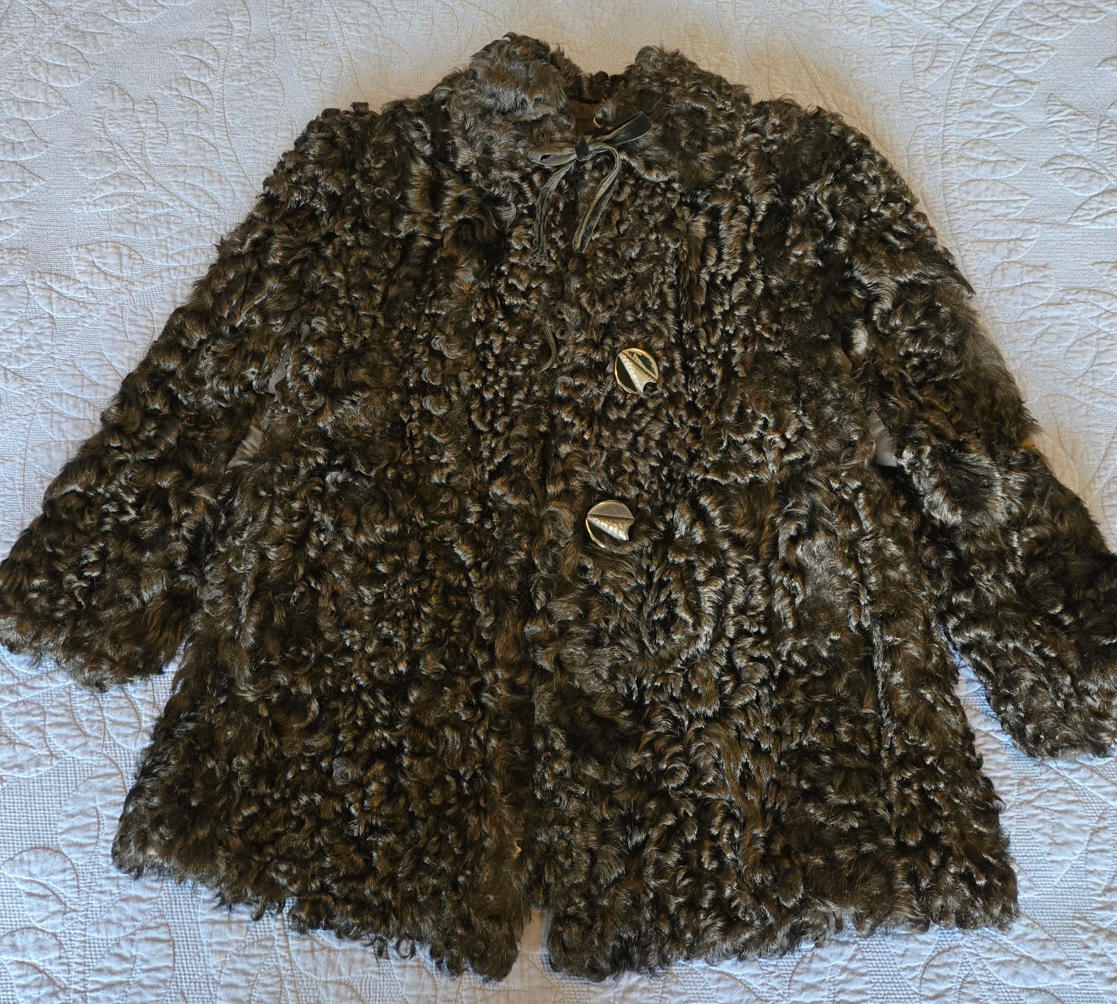 Vintage Persian Lamb Fur Coat w Matching Hat 1950s Astrakhan Curly Lamb Small