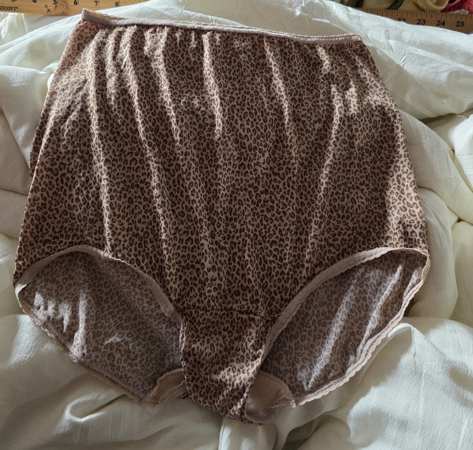 Vintage BALI Animal Print Nylon GRANNY Panties Sissy Secretary Size XL/8 #2633