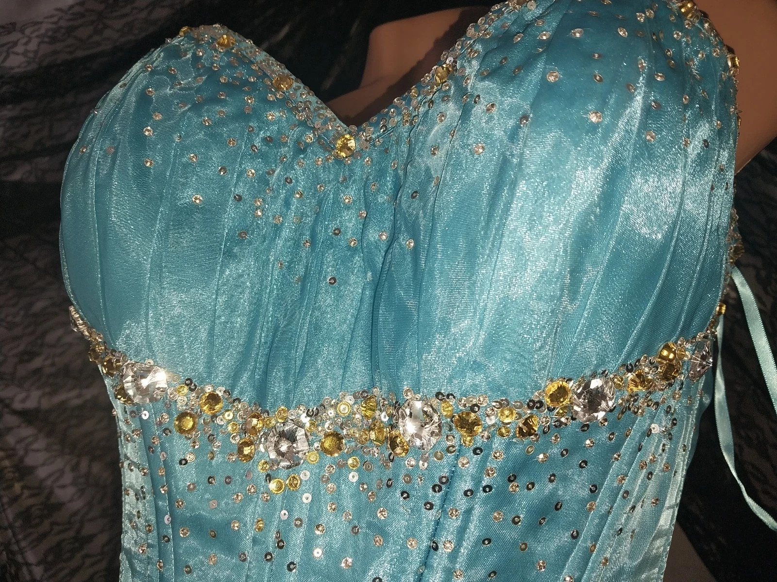 VTG Satin Burlesque Corset SHOW GIRL Skirt Set Drag AVANT La Cage Blue Dress