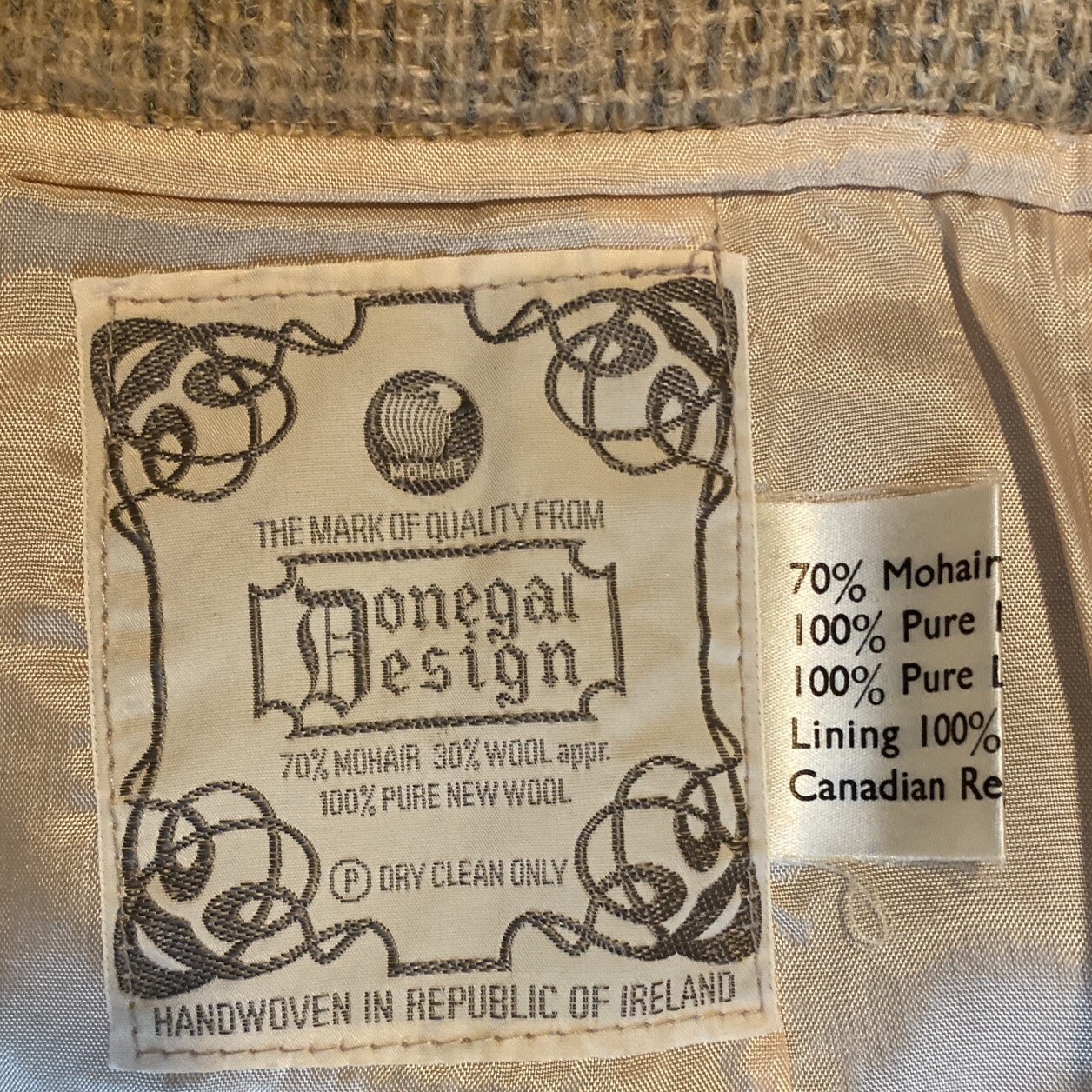 VTG Donegal Design Womens 2-Pc Mohair Wool Lined Skirt & Vest Hand Woven Ireland