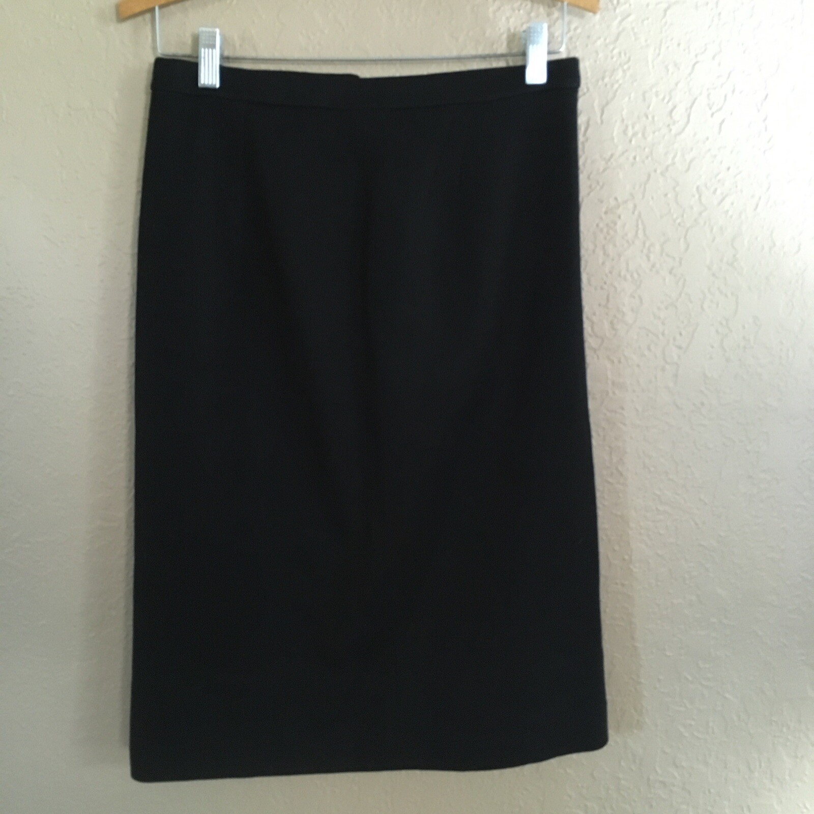 VTG 100% New Wool Black Straight Pencil Skirt Made in England Below Knee DAMAGED