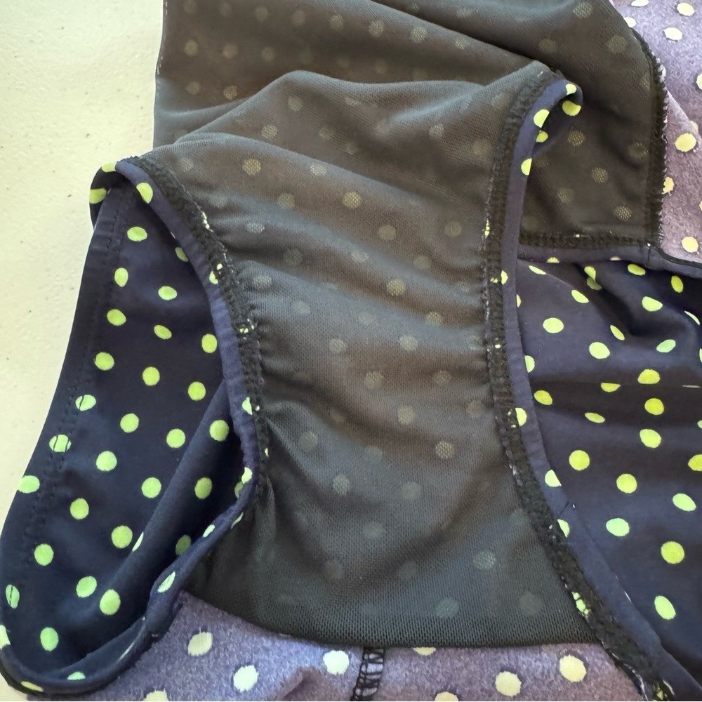Swimsuits For All Retro Navy and Green Polka Dot One Piece Swimsuit Size 8