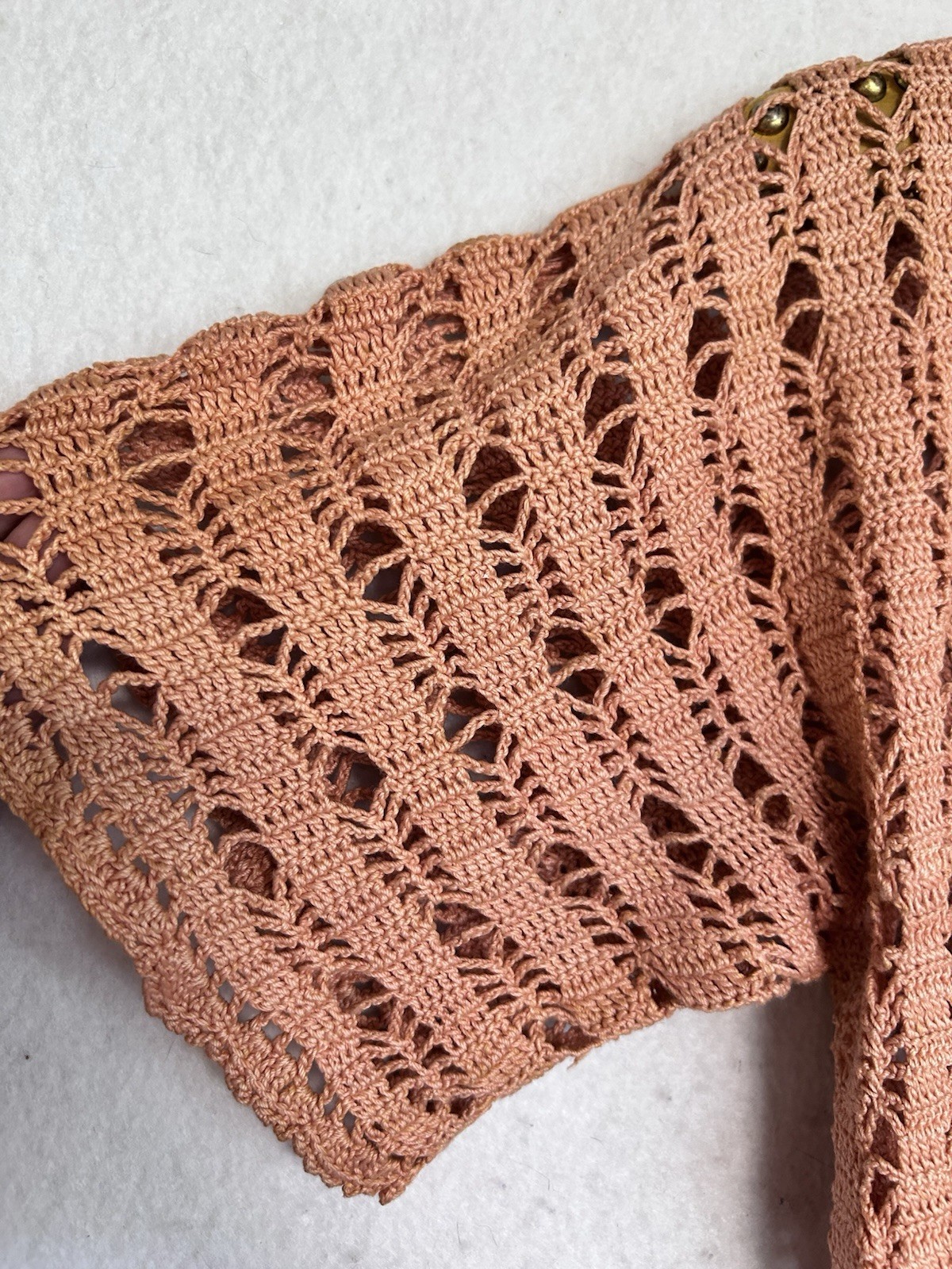 Vintage 1930s 40s Pink Crochet Dress Midi Stretch Art Deco Knit Flapper Sz M