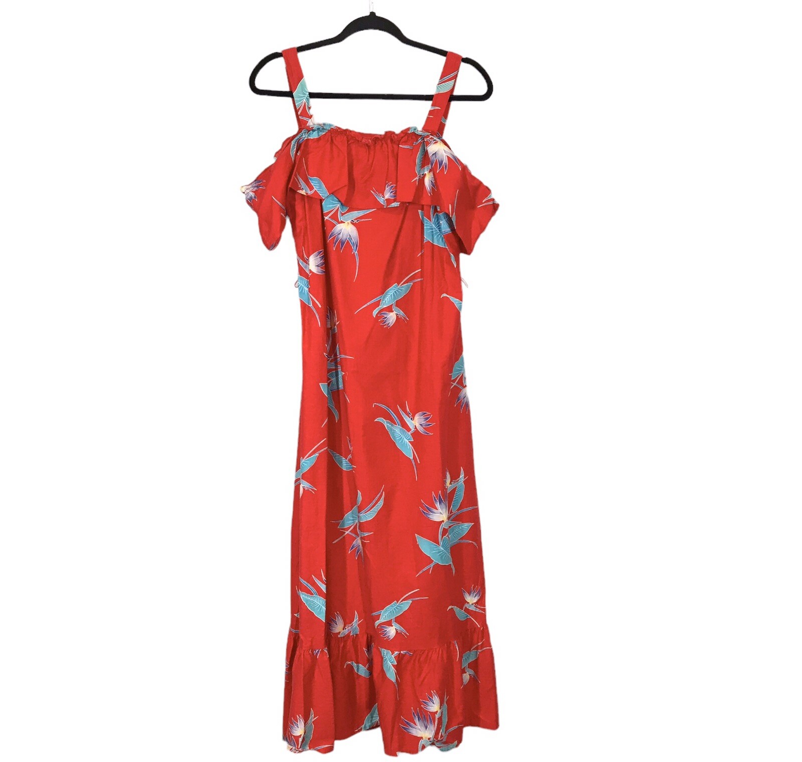 VTG Kimo’s Polynesian Shop Womens Dress Red Bird Of Paradise Hawaiian Maxi Dress