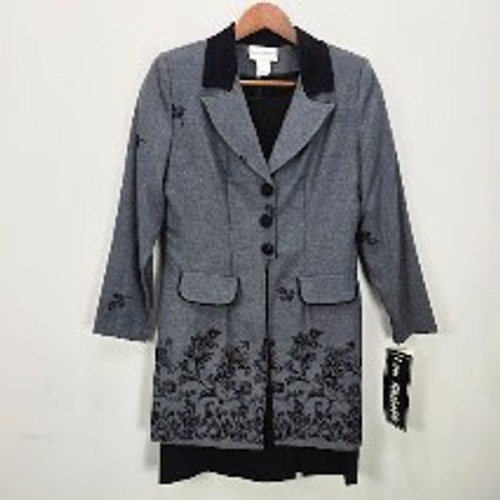 Vintage 90s Molly Malloy Dress Jacket Set 4 Petite Embroidered Office Career NWT
