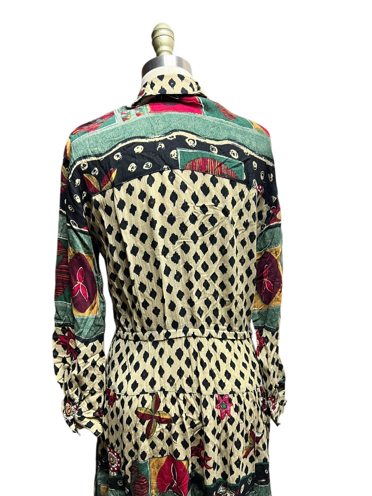 Vintage D. Frank Women’s Western Rayon Colorful Artsy Swing Dress USA Made SZ 6