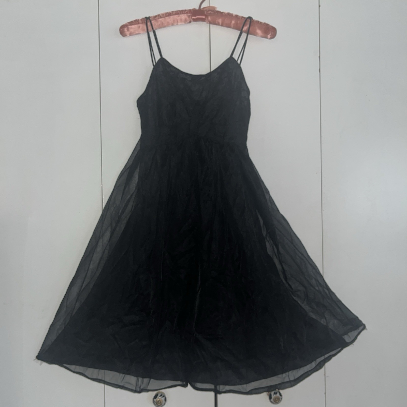 Vintage Vanity Fair Black Chiffon Nightgown Size 30 XS Extra Small Sleeveless