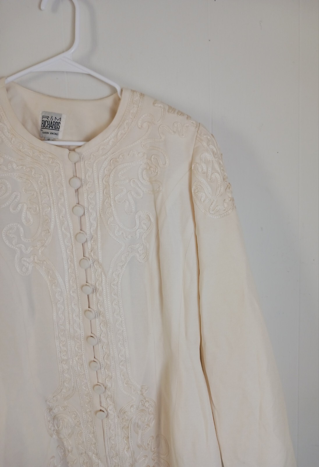 Vintage R & M Richards By Karen Kwong Ivory Long Blouse Women’s Size 12