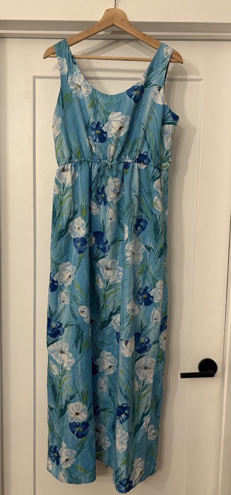 Women’s Vtg Sun Fashions of Hawaii Blue Floral Maxi Dress Size 12/L?