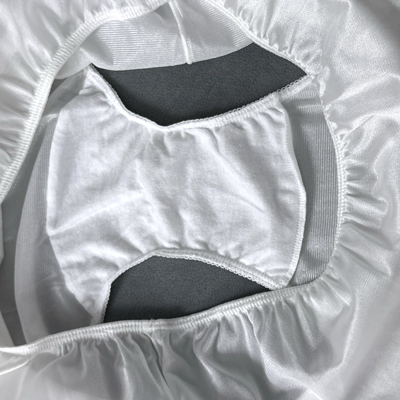 Vintage Sears Nylon Brief Panties Size 8 XL White Sheer Shiny Full Cut Panty