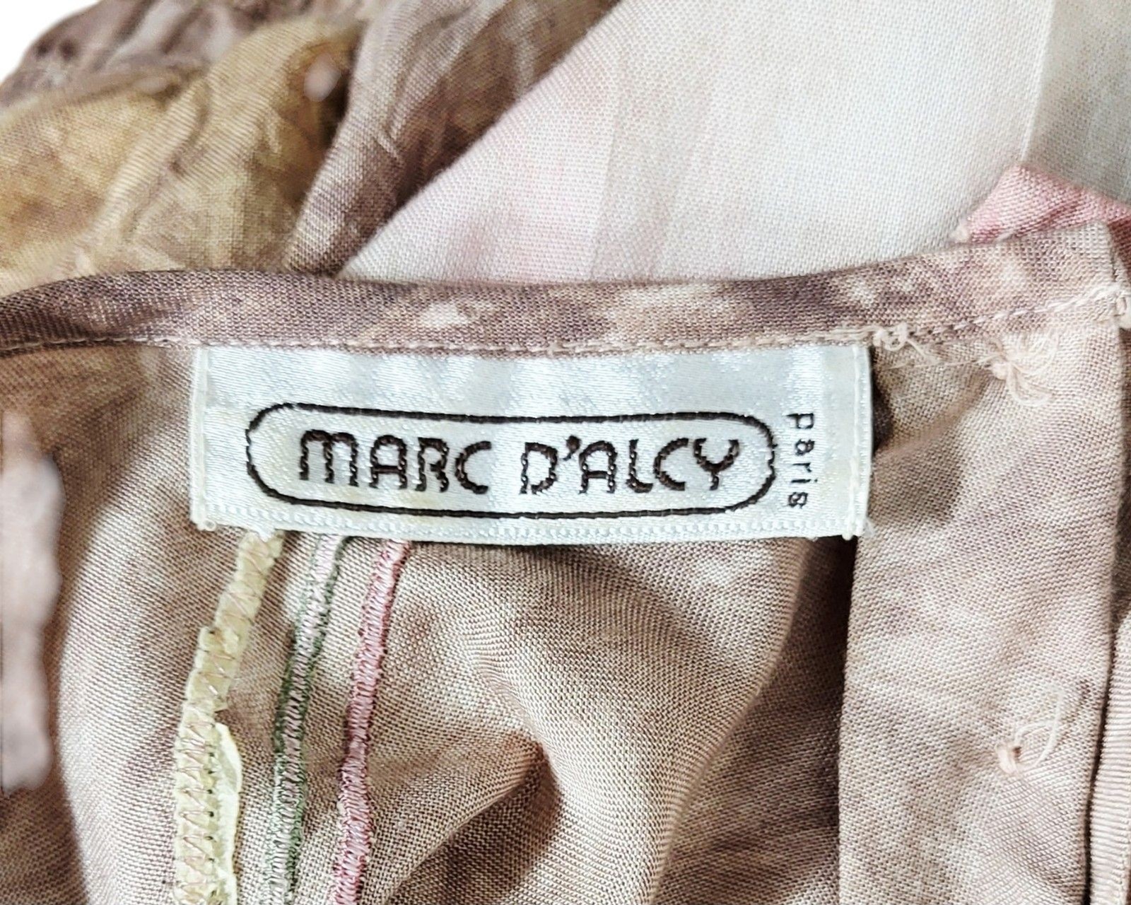VTG 80s Marc D’Alcy Paris Hand Dyed Beaded Embroidered Floral Artsy Boho Dress