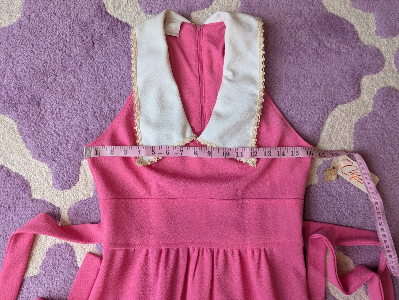 Vintage 70’s Joni Blair Of California Pink Dagger Collar Polyester Maxi Dress S