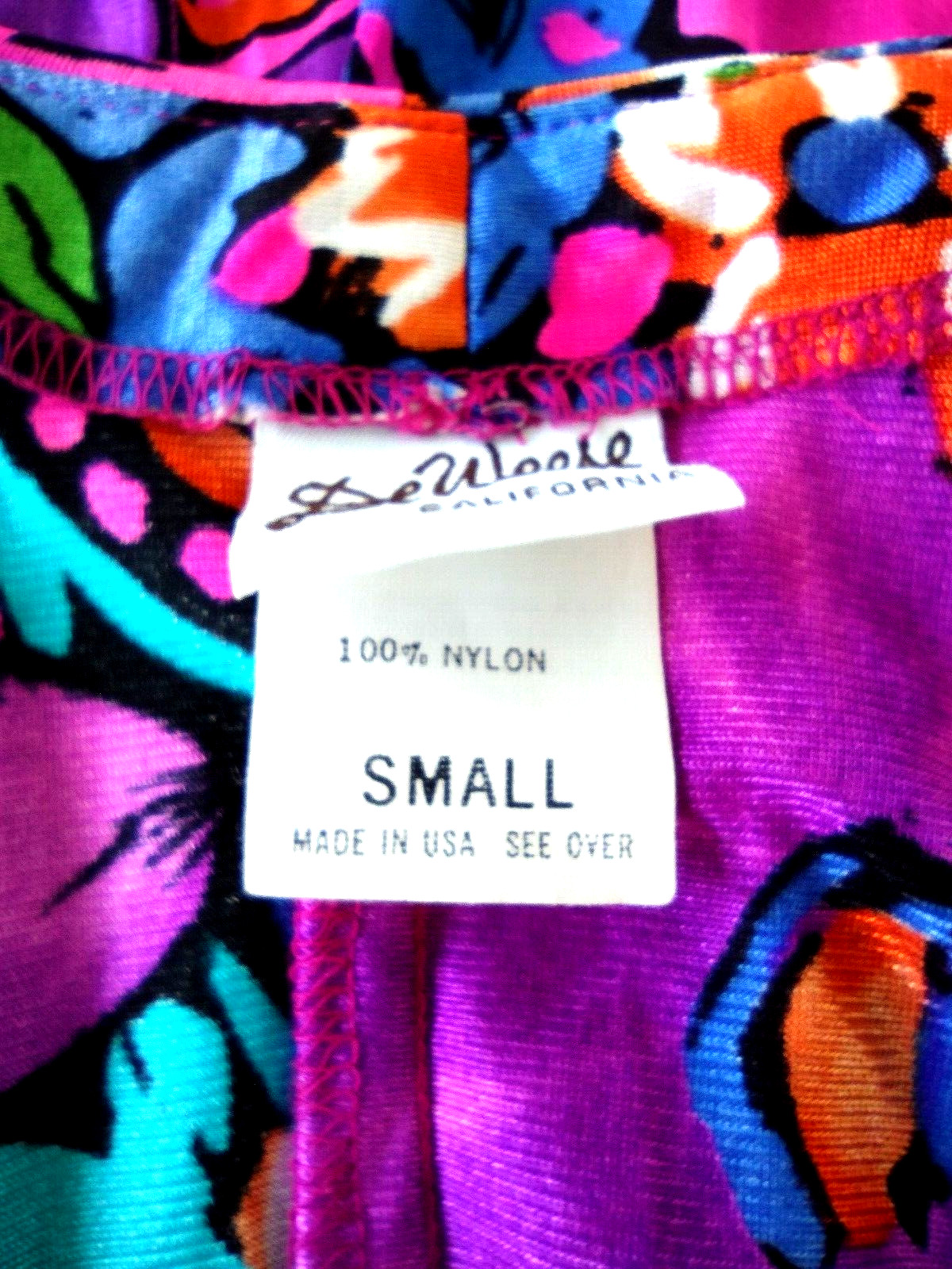 Vtg 80’s Psychedelic Floral A-line Top Sz S by De Weese Long S Cover-up Pockets