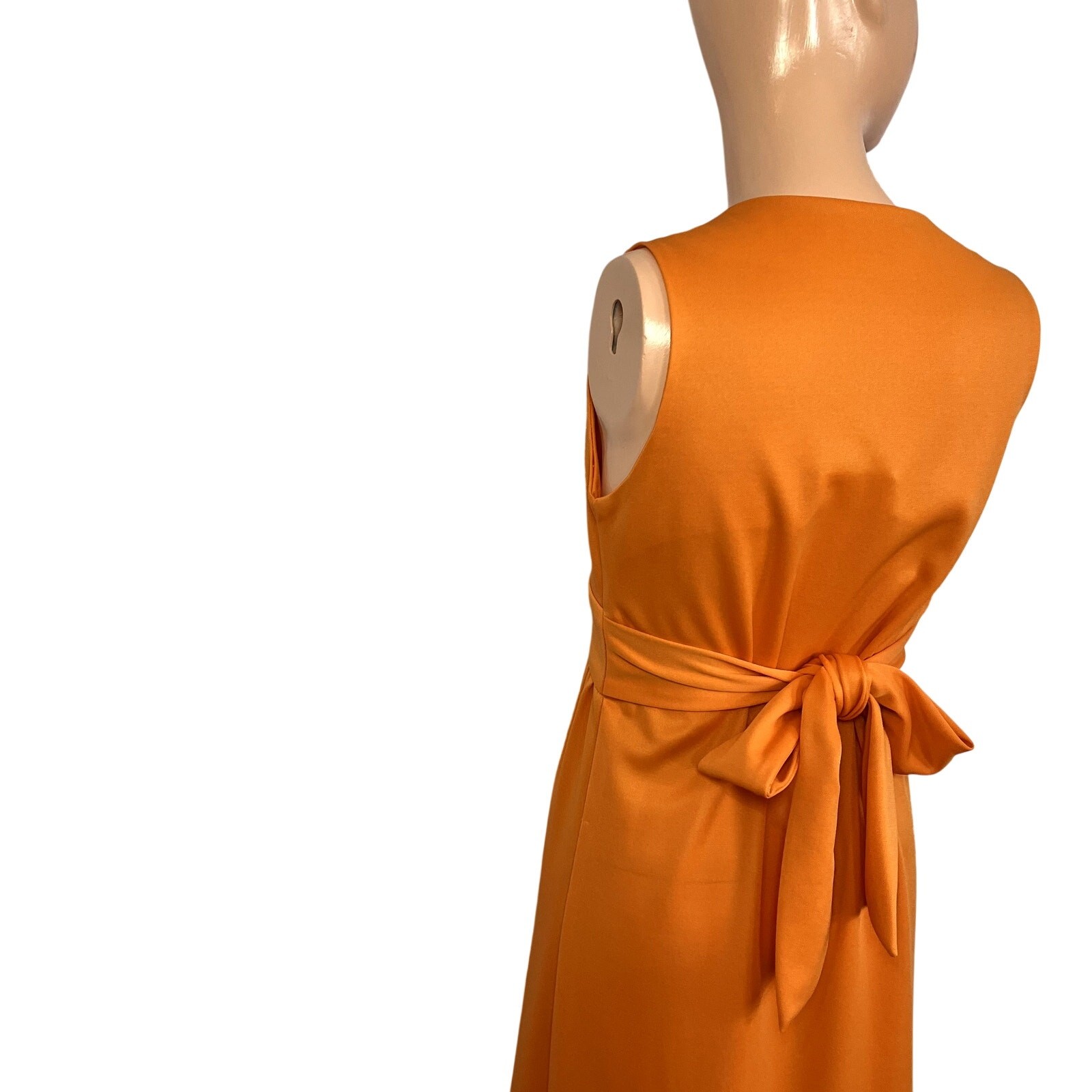 VTG 70s Toni Todd Orange Maxi Dress S Double Knit Polyester Faux Wrap Belted