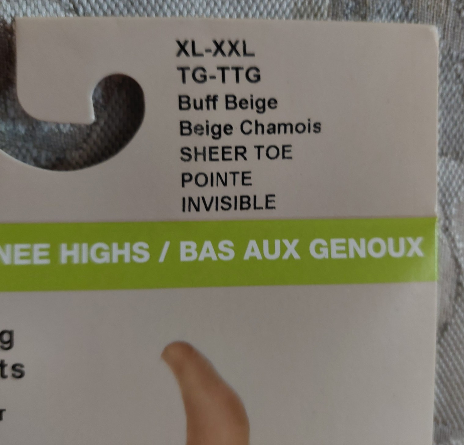 Vintage Pantyhose Hanes Solutions Sheer Knee Highs Color Beige size XL BQUE1