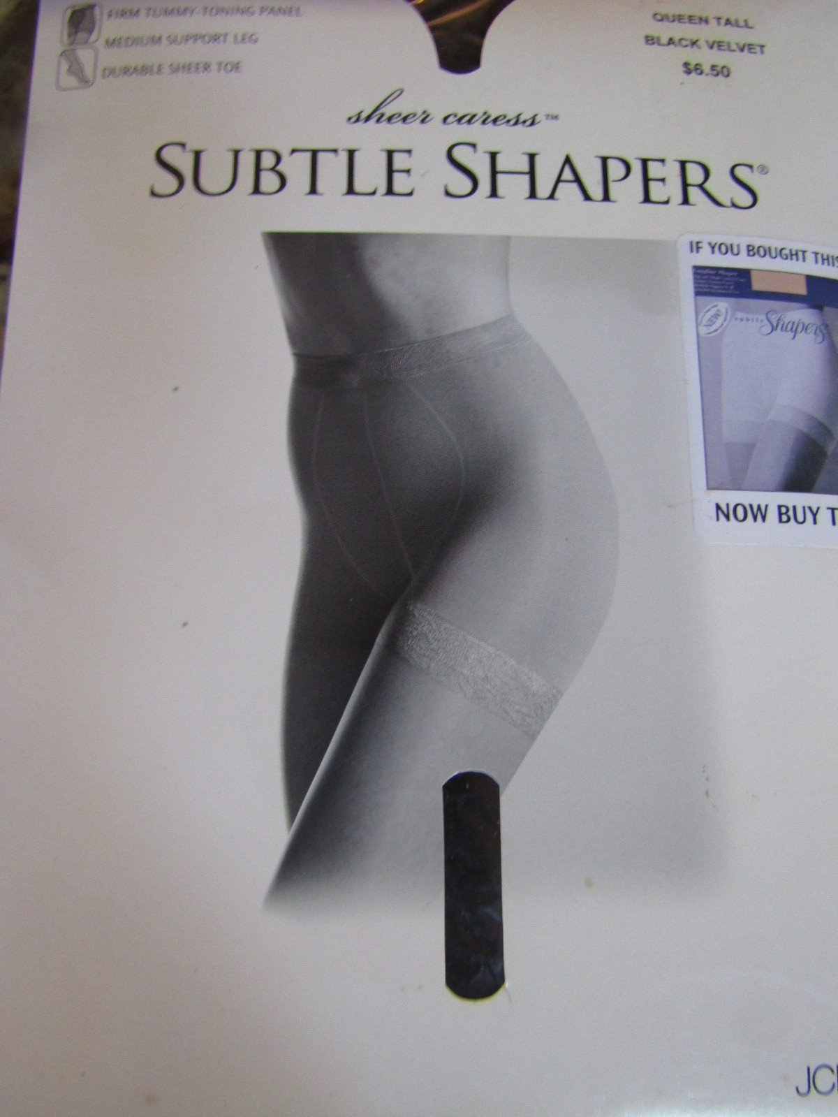 JC PENNEY Vintage BLACK VELVET Nylon CONTROL PANTYHOSE-1990’s-Size QUEEN TALL