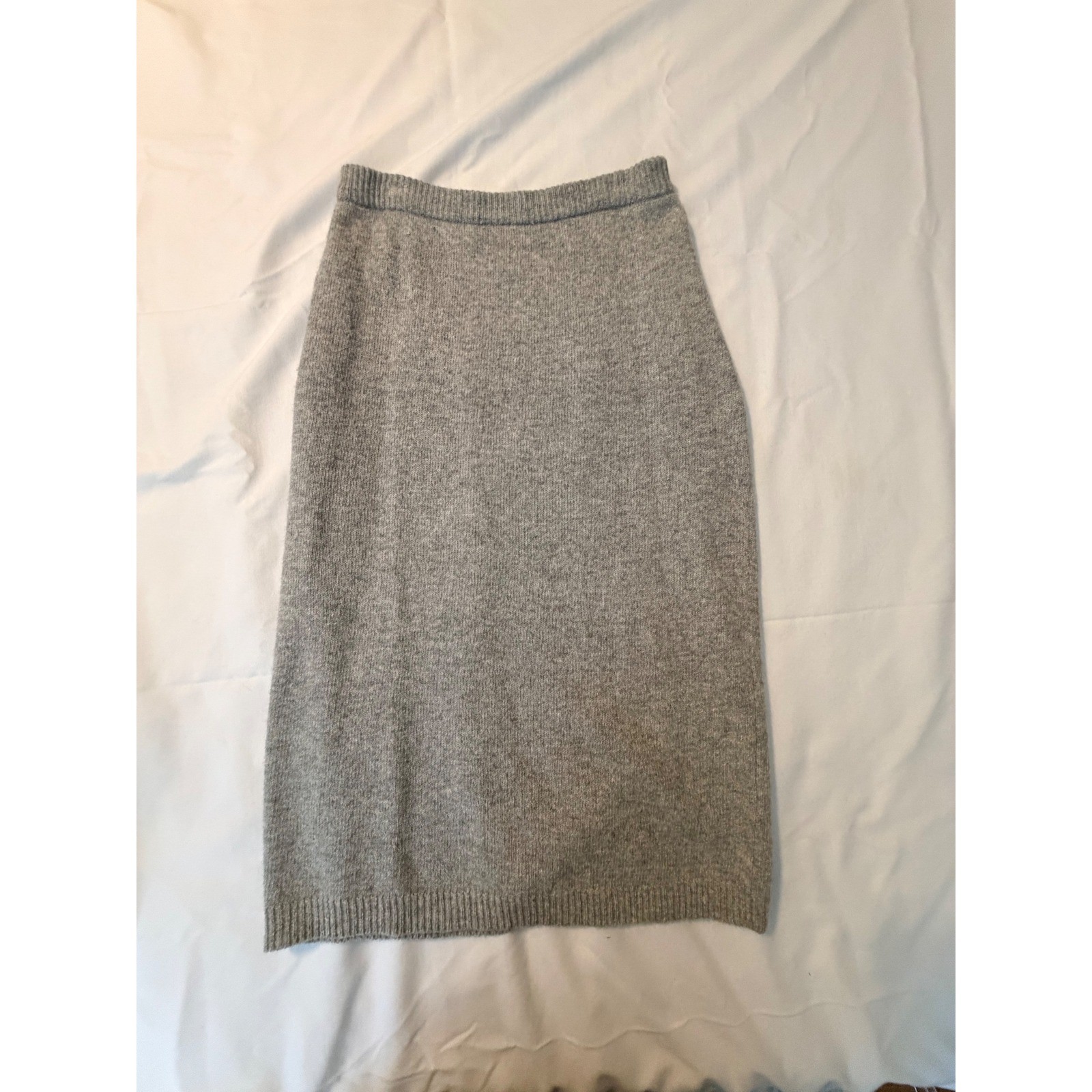 Michelle Stuart Vintage Gray Lambswool Angora Knit Sweater & Skirt Set Womens M