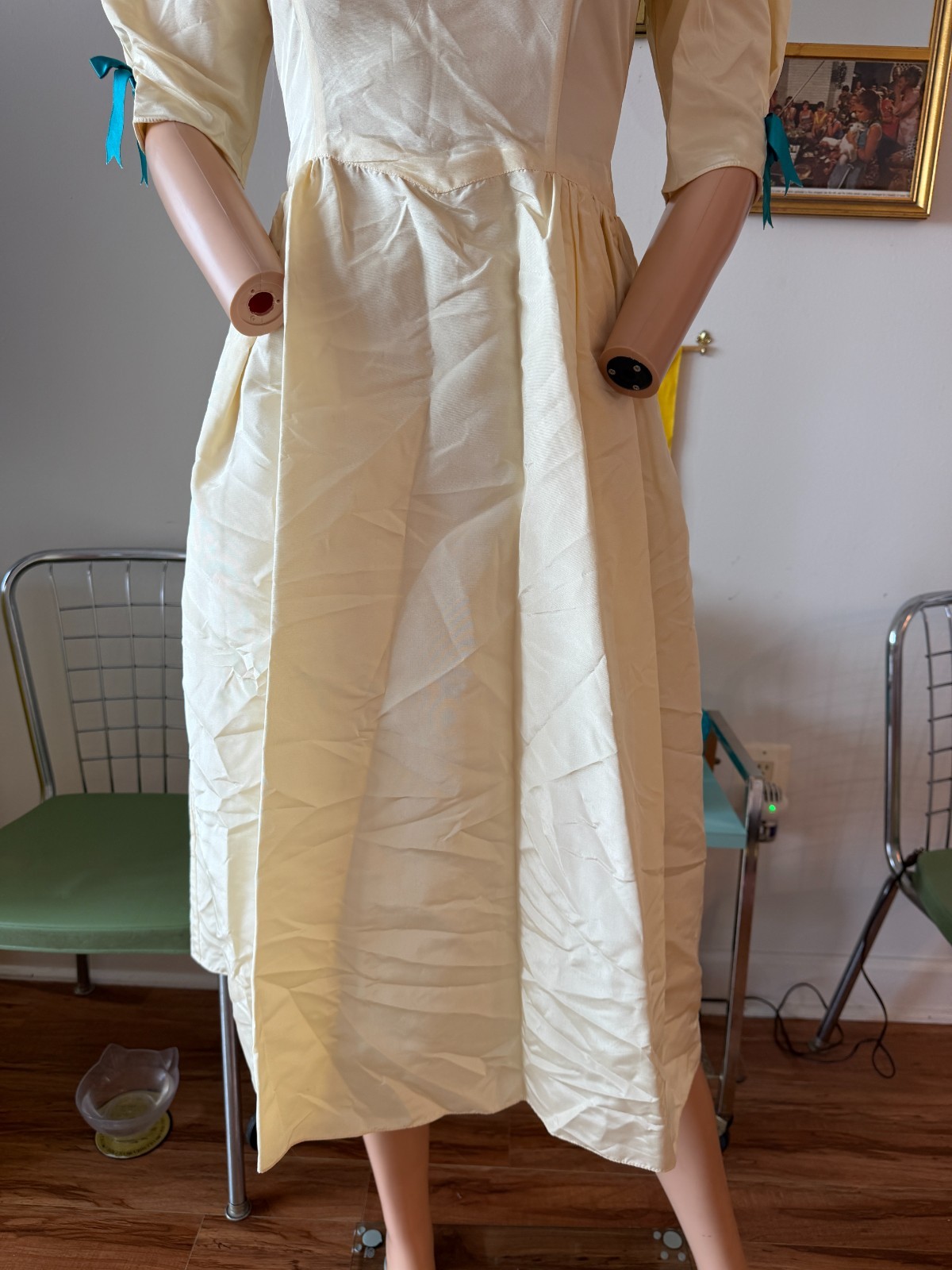 💍 Vtg 50 Circle Skirt Bridesmaid Party Grosgrain Ribbon Belle Debutante Dress M