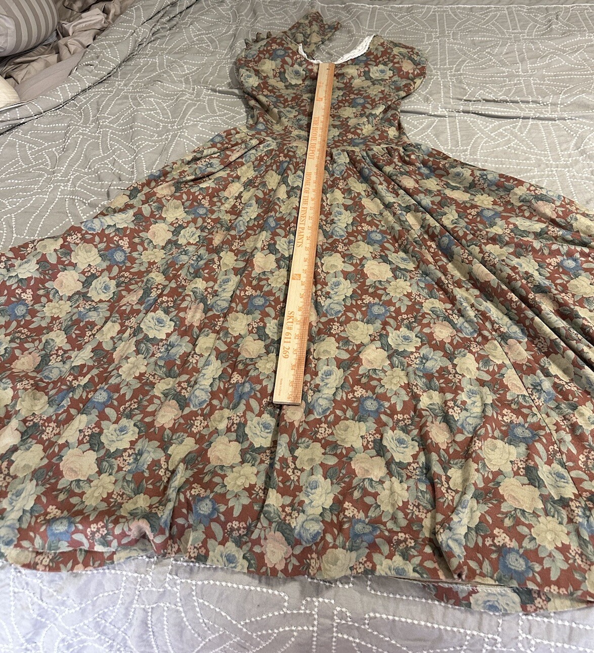 Vtg Expo Floral Maxi Dress Western 13/14 Cottagecore Prairie Modest USA Read 80s
