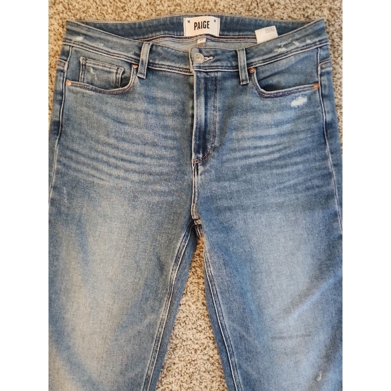 ☀️Anthropologie PAIGE Medium Flare Jeans. 29 Y2K high-waisted FREY Hem Soft ✨️