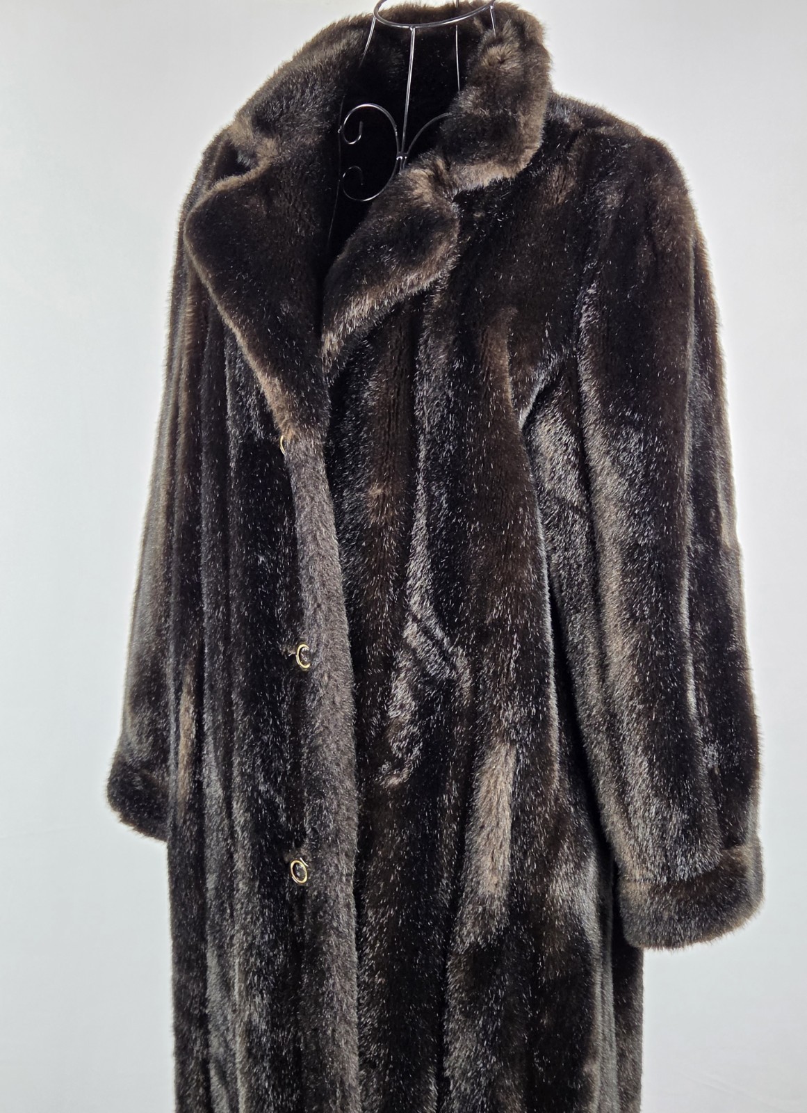 Vintage 60s Mincara Russel Taylor Faux Mink Fur Coat Womens L Brown Glam Winter
